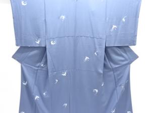 作家物　鷺草模様小紋着物